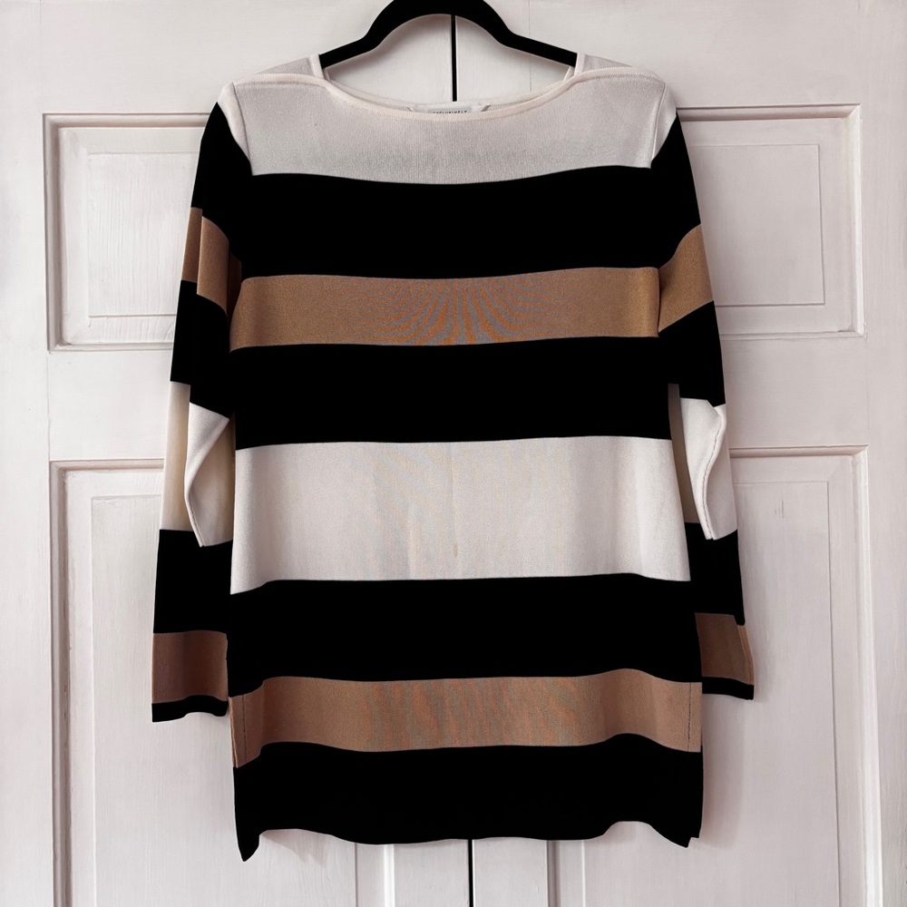 Misook Exclusively Misook Size Small Striped‎ Colorblock Neutral Sweater Tunic